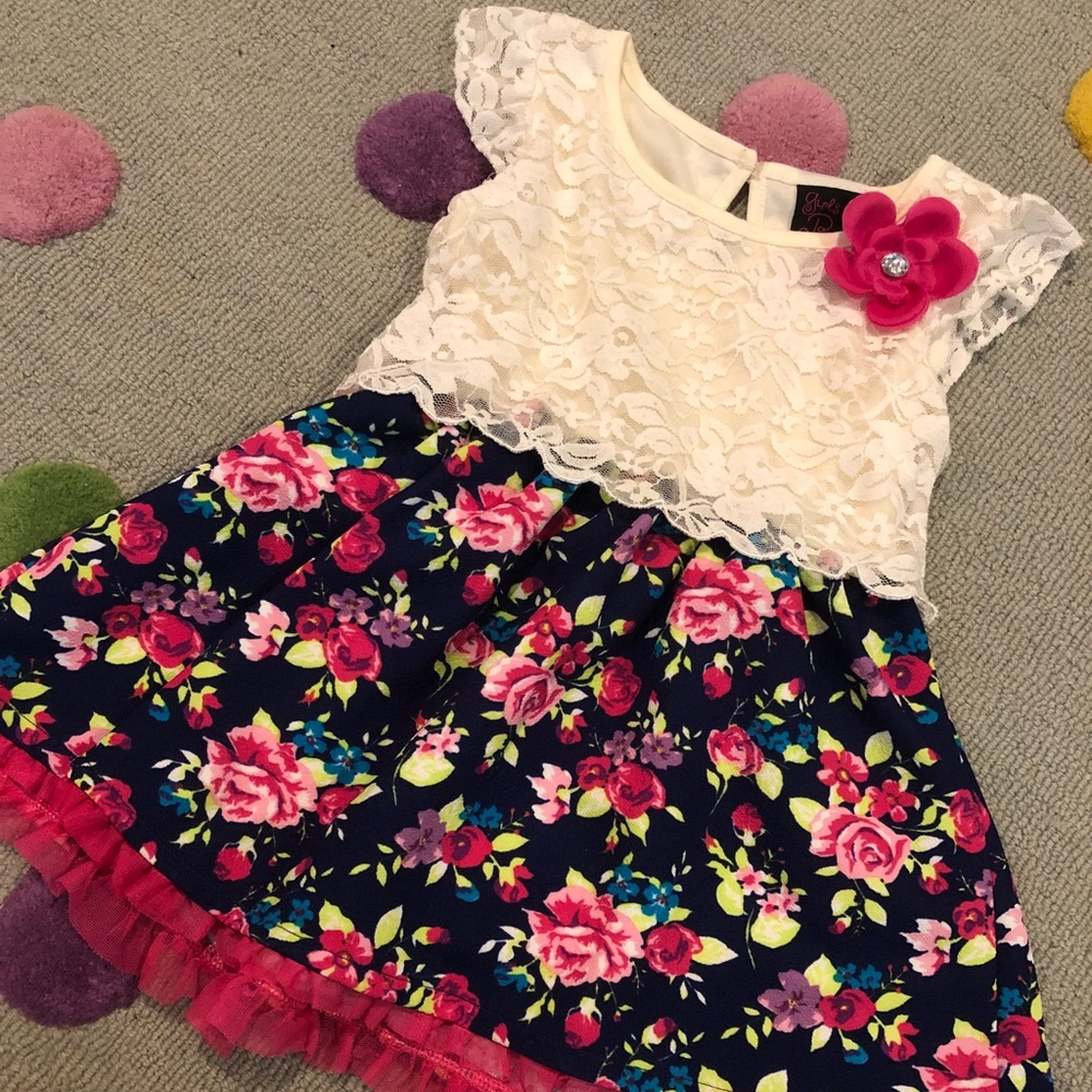 2T Girls Rule Lace Dress